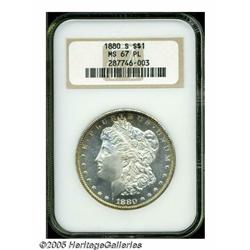 1880-S S$1 MS67 Prooflike NGC. A razor-sharp and 