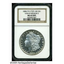 1880/79-S S$1 MS65 Deep Mirror Prooflike NGC. VAM