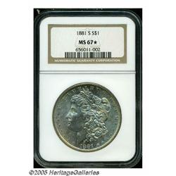 1881-S S$1 MS67 S NGC. Fully struck with bright, 