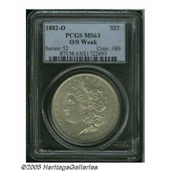 1882-O/S S$1 Weak MS63 PCGS. VAM-5. A Top 100 Var