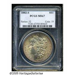 1882-S S$1 MS67 PCGS. A rich coating of russet-re