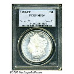 1883-CC S$1 MS66 PCGS. Sharply struck with bright