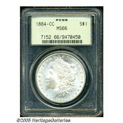 1884-CC S$1 MS66 PCGS. Satiny-white cartwheel lus