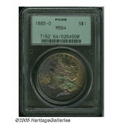 1885-O S$1 MS64 PCGS. Deep rose, electric-green, 