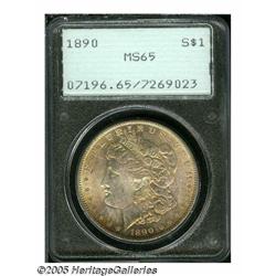1890 S$1 MS65 PCGS. Rich orange and navy-blue ton