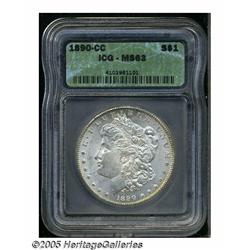 1890-CC S$1 MS63 ICG. Sharply struck and mostly b