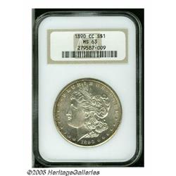 1890-CC S$1 MS63 NGC. Sharply struck with lovely 