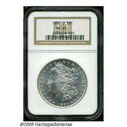 1890-O S$1 MS65 NGC. Lustrous, with reflective fi