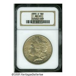 1890-S S$1 MS65 NGC. Pleasing luster radiates fro