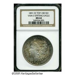 1891-CC S$1 MS64 NGC. VAM-3, A Top 100 Variety. T