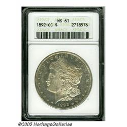 1892-CC S$1 MS61 ANACS. Most Mint State 1892-CC d