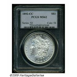 1892-CC S$1 MS62 PCGS. Bright mint luster and wel