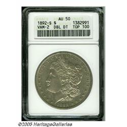 1892-S S$1 Doubled Date AU50 ANACS. VAM-2. Top 10