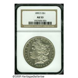 1892-S S$1 AU53 NGC. Untoned with a fair amount o