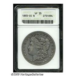 1893-CC S$1 VF35 ANACS. This final year Carson Ci
