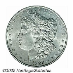 1893-CC S$1 AU58 PCGS. Unusually well defined ove