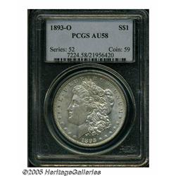 1893-O S$1 AU58 PCGS. Typically soft in the cente