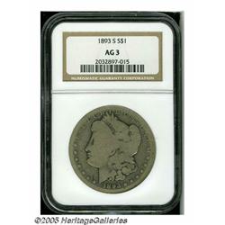 1893-S S$1 AG3 NGC. Portions of the peripheral le