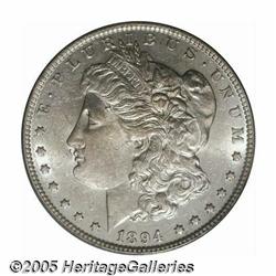 1894 S$1 AU55 PCGS. Mostly brilliant with just th