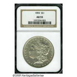 1894 S$1 AU55 NGC. Luster glimmers from the margi
