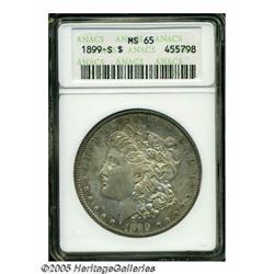 1899-S S$1 MS65 ANACS. Originally toned in rose-g