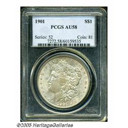 1901 S$1 AU58 PCGS. Very softly struck over the c