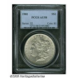 1901 S$1 AU58 PCGS. Bright, nearly white surfaces