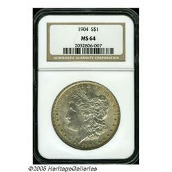 1904 S$1 MS64 NGC. Lustrous surfaces exhibit ligh
