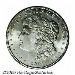 1921-S S$1 MS66 NGC. Crystal silver coloration on
