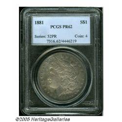 1881 S$1 PR62 PCGS. An assemblage of orange, lave
