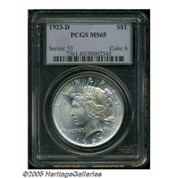1923-D S$1 MS65 PCGS. Both sides of this '23-D Ge