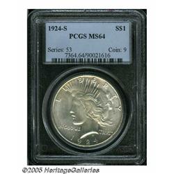 1924-S S$1 MS64 PCGS. Faint gold-tan patina overl