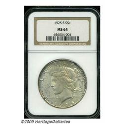 1925-S S$1 MS64 NGC. Typically struck with lovely
