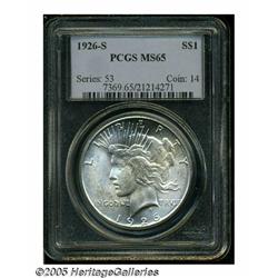 1926-S S$1 MS65 PCGS. Bright silvery surfaces exh