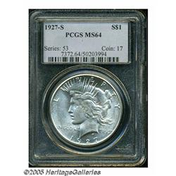 1927-S S$1 MS64 PCGS. Well struck on all of the d