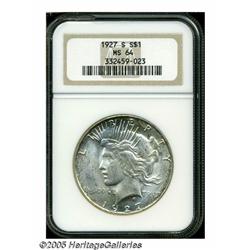 1927-S S$1 MS64 NGC. Fully lustrous surfaces are 