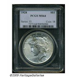 1928 S$1 MS64 PCGS. The low mintage of only 360,6