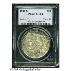 1928-S S$1 MS64 PCGS. Well struck and vibrantly l