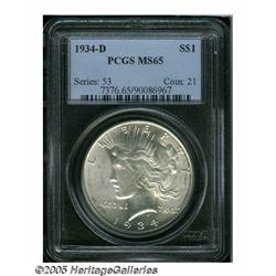 1934-D S$1 MS65 PCGS. VAM-3. Top 50 Variety. Esse