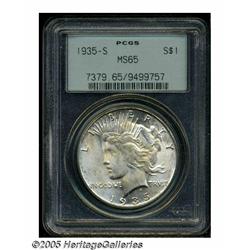 1935-S S$1 MS65 PCGS. Three rays beneath ONE. Spl