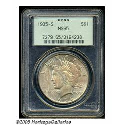 1935-S S$1 MS65 PCGS. Four rays beneath ONE. Dusk