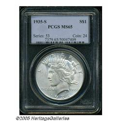1935-S S$1 MS65 PCGS. Three rays beneath ONE. Lig