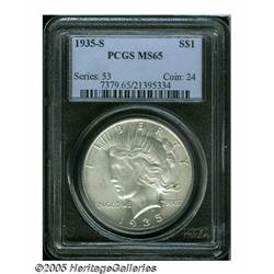1935-S S$1 MS65 PCGS. Three rays beneath ONE. Boo