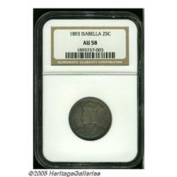 1893 25C Isabella Quarter AU58 NGC. Mottled sky-b