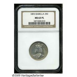1893 25C Isabella MS63 Prooflike NGC. A crisply s