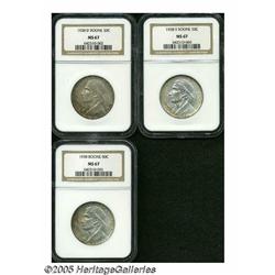 1938 SET Boone PDS Set MS67 NGC. A very low minta