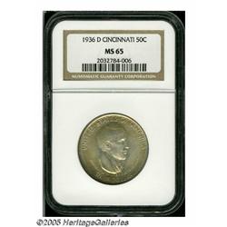 1936-D 50C Cincinnati MS65 NGC. Exceptionally lus