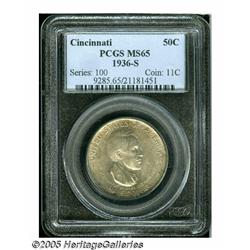 1936-S 50C Cincinnati MS65 PCGS. Light apricot an