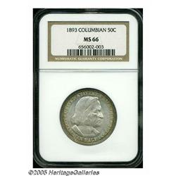 1893 50C Columbian MS66 NGC. Golden-brown and sea