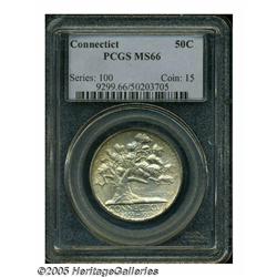 1935 50C Connecticut MS66 PCGS. Speckled gold-bro